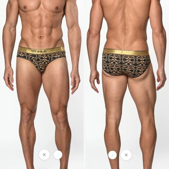 ST33LE - Black Gold Filigree Recycled Polyester Low-rise Brief (M) - Picture 2 of 7